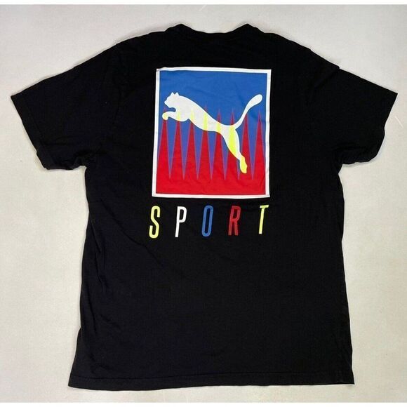 Puma Sport Graphic T-shirt Men XL Black Short Sleeve 598514 01 - Picture 1 of 6